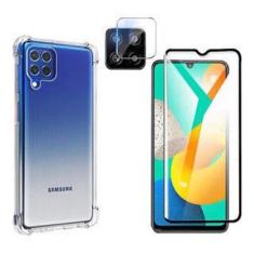Kit 3X1 Samsung Galaxy M32 - Capa Transparente TPU + Película de Vidro