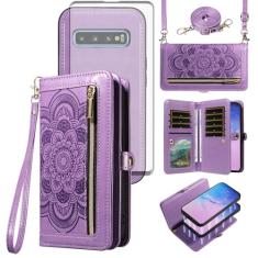 Asuwish Capa de celular para Samsung Galaxy S10 com zíper carteira magnética destacável com protetor de tela de vidro temperado, alça transversal, porta-cartões de flores S 10 Edge 10S GS10 X10