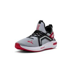 PUMA Tênis masculino Softride Enzo 5 Cross Training, Cinza médio-preto-vermelho forte, 42