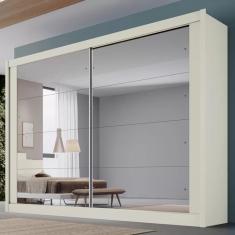 Guarda Roupa Casal Espelhado 2 Portas 4 Gavetas - Creta-Off White - Móveis Europa