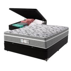 Cama Box Baú Preto e Colchão Evolution Molas Ensacadas Viúvo Probel