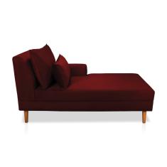 Divã Chaise Jade 1,60 Cm Pés Chanfrado Suede Vinho Bordô