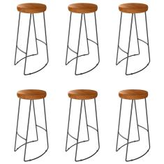 Kit 06 Banqueta Alta Aurum Peroba Preto Bar Cozinha Sala Jantar Dhom Peroba Preto