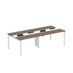 Mesa De Plataforma Dupla Para 4 Pessoas Corporativa 130x120-4p Pdc13-12-4p Walnut-branco