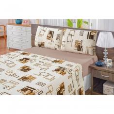 Jogo De Cama Malha Casal Quality 04 Peças - Estampa Avelã