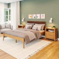 Cama de Casal Madeira Maciça Frank - Artemobili