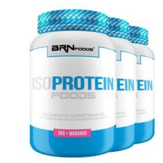 Kit 3x Iso Protein Foods 2kg  BRNFOODS - BRN FOODS,  Morango