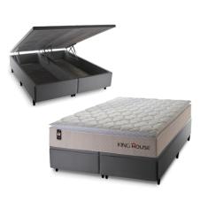 Conjunto Box Baú Cinza Roma Bege 158x198x78 c/ Molas Ensacadas