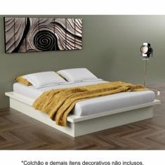 Cama Japonesa Casal Baixa sem Cabeceira MDF TW22 Dalla Costa, Off Whit