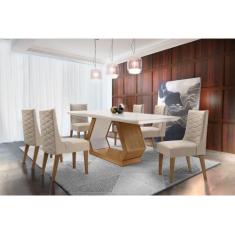 Sala de Jantar Lara 180 Tp Mdf com 6 Cadeiras Safira - Rufato, Veludo 