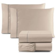 Jogo Lençol King 400 Fios 4 Peças algodao - Rafaloro, Cáqui