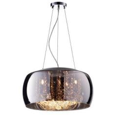 Lustre Pendente Plafon Soho Vidro Cromado Com Cristais Ø60cm 9Xg9 Bell