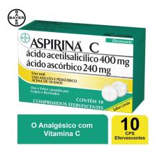 Aspirina C Ácido Acetilsalicílico 400mg + Ácido Ascórbico 240mg 10 comprimidos 10 Comprimidos Efervescentes