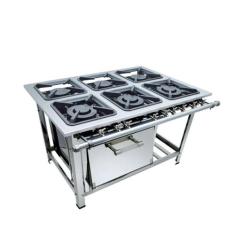 Fogão Industrial 6 Bocas 30X30 Com Forno Aço Inox 304 Metalmaq