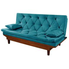 Sofa Cama Caribe 3 Lugares Reclinavel Base Em Madeira Revestido Suede