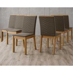 Cadeira Sala De Jantar Isa Kit 6 Un Nature/Veludo Light Bege Vanilla -