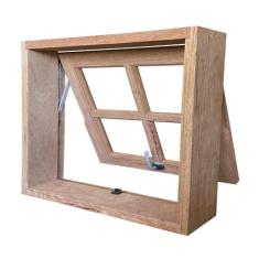 Janela de Madeira Vitro Máximo Ar Reto de Cedro Arana Esquadrias Longo