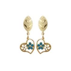 Brinco Argolinha Infantil Coração Flor Folheado Ouro - MIXFOLHEADOS, P