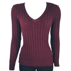 Blusa Katlen Tricot Canetran Decote V, Vinho, Único