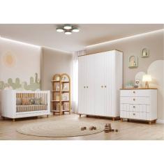 Quarto de Bebê Completo Berço e Guarda Roupa 4 Portas 100 MDF Lívia Permobili