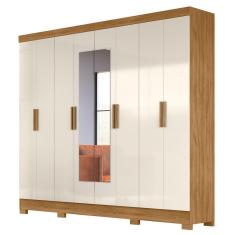 Guarda Roupa Casal Com Espelho 8 Portas 236cm ágata M07 Freijó-off White - Mpozenato
