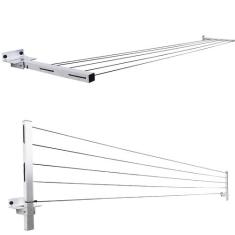 Varal Roupa Alumínio Articulado Retratil Parede 5 Cordas - Home Varais