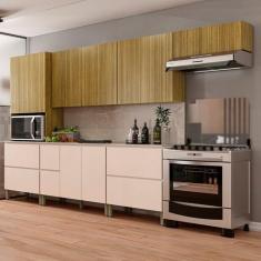 Cozinha Modulada Completa 8 peças 10 Portas 4 Gavetas Balcão com Tampo