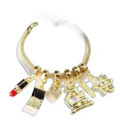 Pulseira Profissão Química Batom Coração Folheado 18k - Milena Folhead