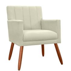 Poltrona Decorativa Cecília Suede Cores Variadas - DS Estofados, Bege