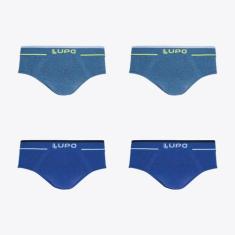 Kit 4 Cuecas Slip Lupo Fio Texturizado Sem Costura Sortidos 00624-003,