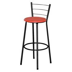 Banqueta Alta Ratan Preta Retro - Lamar Design, Vermelho