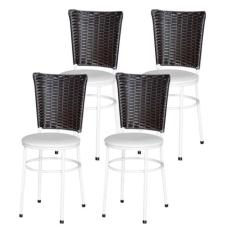Jogo 4 Cadeiras Para Cozinha Branca Hawai Café - Lamar Design, Laca br