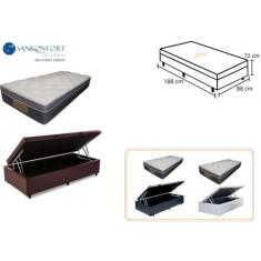 Conjunto Cama Box Baú Solteiro Padrão + Colchão Sankonfort Sleep Fresh