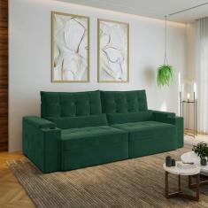 Sofá Retrátil Reclinável 4 Lugares 260cm Porta Copos e USB Embaúba Ext