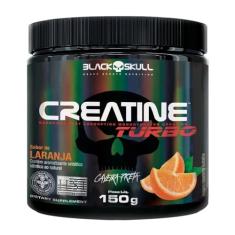 Creatine Turbo BlackSkull - Creatina Monohidratada em pó, com carboidrato para melhor absorção e performance (150g Pote, Laranja)