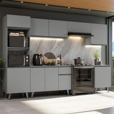 Armário de Cozinha Completa 320cm Cinza Nice Madesa 01