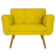 Namoradeira 02 Lugares Isabella Consultório Loja Suede Amarelo - LM DECOR