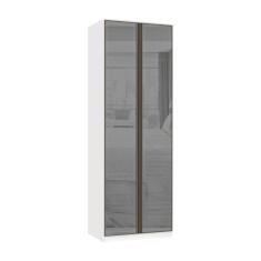 Guarda Roupa Modulado 2 Portas 3 Gavetas 80cm com Vidro Reflecta Prata Prime Luciane Móveis