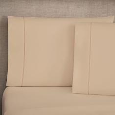 Jogo De Cama Lençol Milano Casal Queen Percal 180 Fios Ponto Palito Liso 04 Peças - Cáqui