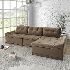 Sofá Milos 4 lugares e chaise Marrom Estofama