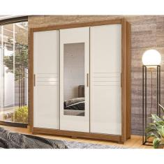 Guarda Roupa Solteiro Canadá Freijó Off White Com Espelho Moval