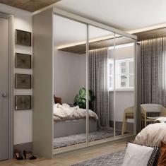 guarda-roupa casal com 3 espelhos geneve 3 pt 4 gv bege