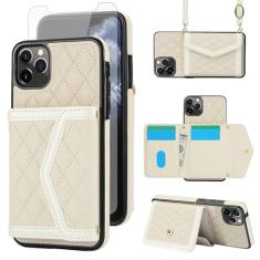 Asuwish Capa de celular para iPhone 11 Pro 5.8 com protetor de tela de vidro temperado com bloqueio de RFID, suporte de cartão de crédito, alça transversal para iPhone11pro iPhone11 i XI 11s 11pro