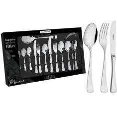 Faqueiro Tramontina Mônaco Aço Inox com Facas de Mesa Alto Brilho com 
