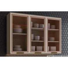 Armário Aéreo Cozinha Modulado Connect 3 Portas de Vidro Duna - Henn