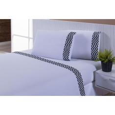 01 Jogo Lençol 4 Peças Cama Viúva Percal 200 Fios Branco - Miguel Enxo
