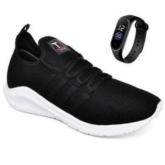 Tênis Ravino Esportivo Academia Caminhada Dia a Dia + Relógio Digital Masculino-Masculino