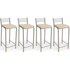 Banqueta de Cozinha Gênova B705 Kit 4 Un Niquel/Nude 16 - Kappesberg