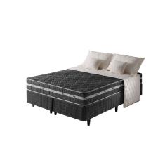 Cama Box Queen Preto + Colchão Espuma D45 Extra Firme Philadelphia 158x198x62cm