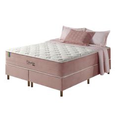 Cama Box Queen Rose + Colchão Molas Ensacadas Visco Gel Charlotte 158x198x73cm